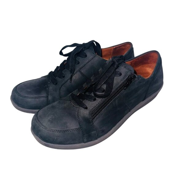 Vionic Abigail Lace-up Arch Support Shoes Black Leather Zip up Comfort Cushion - Picture 2 of 14